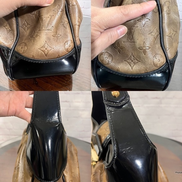 LOUIS VUITTON Limited Edition Taupe Monogram Embossed Leather Polly Bag EUC - Picture 14 of 17